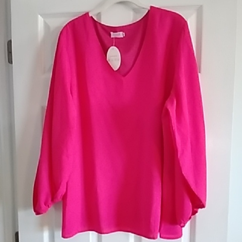 Women's Pink V-Neck Top